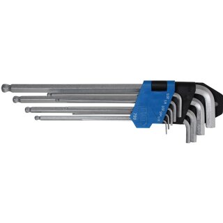 BGS technic Winkelschlüssel-Satz | Zollgrößen | Innensechskant / Innensechskant mit Kugelkopf 1/16" - 3/8" | 9-tlg.