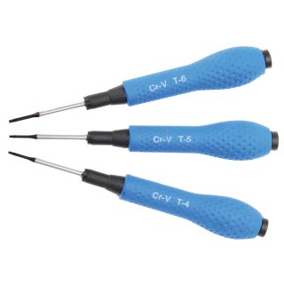 Kraftmann Präzisions-Schraubendreher-Satz | T-Profil (für Torx) T4 / T5 / T6 | 3-tlg.
