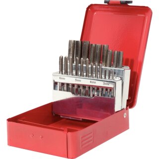 KS-TOOLS HSS CO Handgewindebohrer-Satz M, Stahlblechkassette 21-tlg.M3-M12