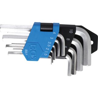 BGS technic Winkelschlüssel-Satz | kurz | Innensechskant 1,5 - 10 mm | 9-tlg.