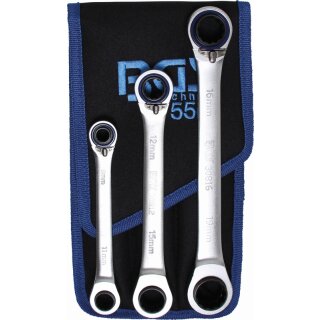 BGS technic Ratschen-Ringschlüssel-Satz | umschaltbar | "4-in-1" | 3-tlg.