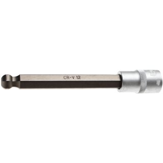 BGS technic Bit-Einsatz | Länge 140 mm | Antrieb Innenvierkant 12,5 mm (1/2") | Innensechskant mit Kugelkopf 12 mm