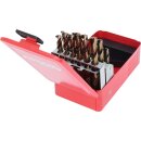 KS-TOOLS HSS-G Co 5 Spiralbohrer-Satz, Stahlblechkassette, 25-tlg., 1-13mm
