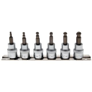 BGS technic Bit-Einsatz-Satz | Antrieb Innenvierkant 10 mm (3/8") | Innensechskant mit Kugelkopf 3 - 8 mm | 6-tlg.