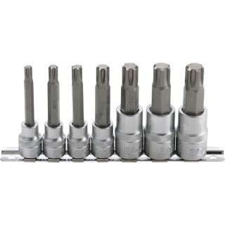 BGS technic Bit-Einsatz-Satz | Antrieb Innenvierkant 10 mm (3/8") / 12,5 mm (1/2") | Keil-Profil (für RIBE) M6 - M14  | 7-tlg.