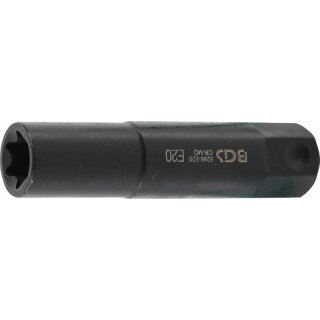 BGS technic Steckschlüssel-Einsatz E-Profil, extra lang | Antrieb Außensechskant 22 mm | SW E20