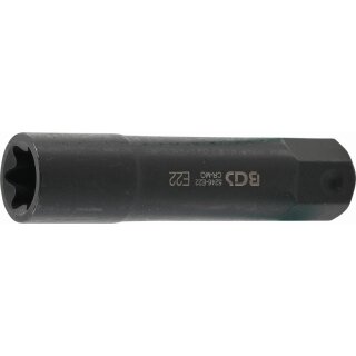 BGS technic Steckschlüssel-Einsatz E-Profil, extra lang | Antrieb Außensechskant 22 mm | SW E22