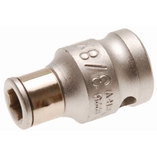 BGS technic Bit-Adapter mit Haltekugel | Innenvierkant 10 mm (3/8") | Innensechskant 6,3 mm (1/4")