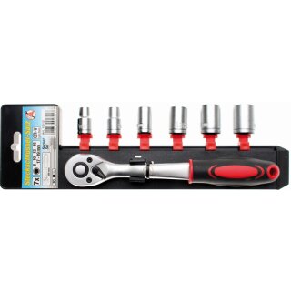 Kraftmann Steckschlüssel-Satz | Antrieb 10 mm (3/8") | SW 8 - 19 mm | 7-tlg.