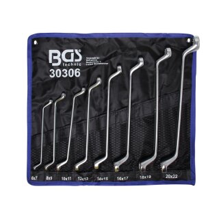 BGS technic Doppel-Ringschlüssel-Satz | gekröpft | SW 6 x 7 - 20 x 22 mm | 8-tlg.
