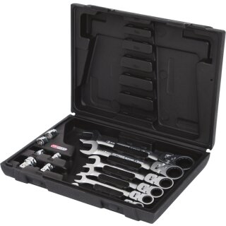 KS-TOOLS GEARplus Gelenk-Ratschenringmaulschlüssel-Satz, 12-tlg.feststellbar mit Adapter