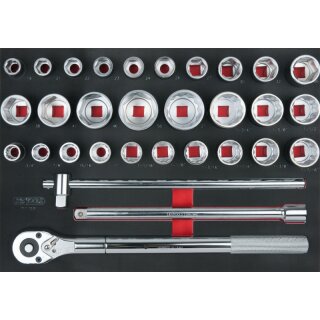 KS-TOOLS SCS Steckschlüssel-Satz, 31-tlg., 3/4" in 1/1 Systemeinlage