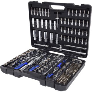 KS-TOOLS 1/4"+3/8"+1/2" CHROMEplus Steckschlüssel-Satz, 195-tlg.