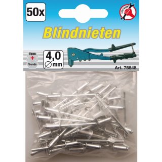 Kraftmann Blindnieten-Sortiment | Ø 4,0 mm | 50-tlg.