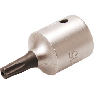 BGS technic Bit-Einsatz | Antrieb Innenvierkant 6,3 mm (1/4") | TS-Profil (für Torx Plus) mit Bohrung TS15