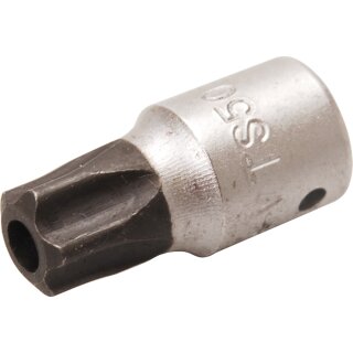 BGS technic Bit-Einsatz | Antrieb Innenvierkant 6,3 mm (1/4") | TS-Profil (für Torx Plus) mit Bohrung TS50