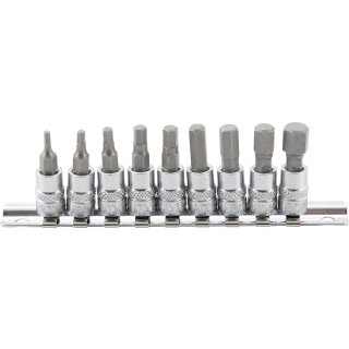 BGS technic Bit-Einsatz-Satz | Antriebe Innenvierkant 6,3 mm (1/4") | Innensechskant 3/32" - 3/8" | Zollgrößen | 9-tlg.