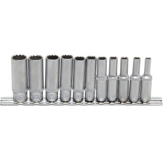BGS technic Steckschlüssel-Einsatz-Satz Zwölfkant, tief | Antrieb Innenvierkant 6,3 mm (1/4") | SW 4 - 13 mm |11-tlg.