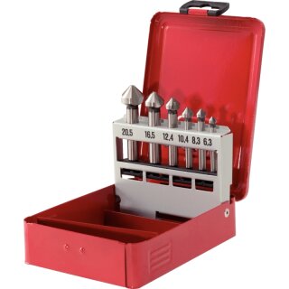 KS-TOOLS HSS Kegel- und Entgratsenker-Satz, Stahlblechkassette 6-tlg.