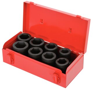 KS-TOOLS 1" Sechskant-Kraft-Stecknuss-Satz, kurz, 8-tlg.