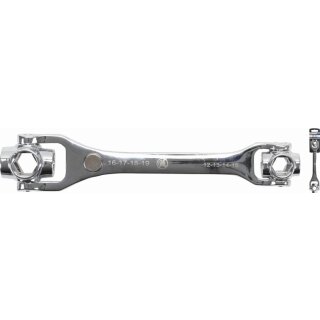 Kraftmann Spezialschlüssel | 8-in-1 | Abtrieb Sechskant SW 12 - 19 mm