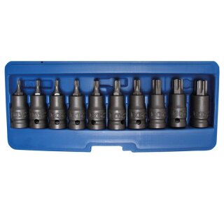 BGS technic Kraft-Bit-Einsatz-Satz | Antrieb Innenvierkant 12,5 mm (1/2") | T-Profil (für Torx) T20 - T70 | 10-tlg.