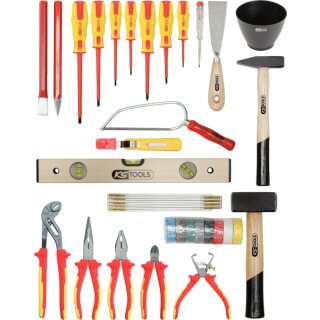 KS-TOOLS Basic Elektriker-Werkzeugkoffer, Metallkiste, 30-tlg.
