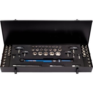 KS-TOOLS 1/2" ERGOTORQUE®precision Ratschen-Drehmomentschlüssel-Satz Drehknopf, 20-200Nm, 52-tlg.