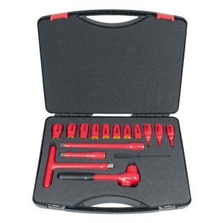 KS-TOOLS 1/2" Steckschlüssel-Satz mit isolierten Werkzeugen, 15-tlg.
