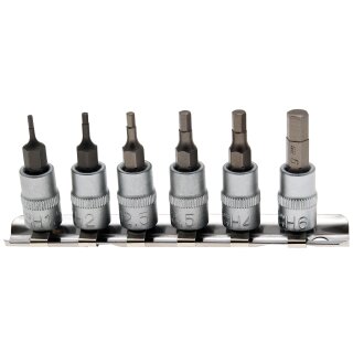 BGS technic Bit-Einsatz-Satz | Antrieb Innenvierkant 6,3 mm (1/4") | Innensechskant 1,5 - 6 mm | 6-tlg.