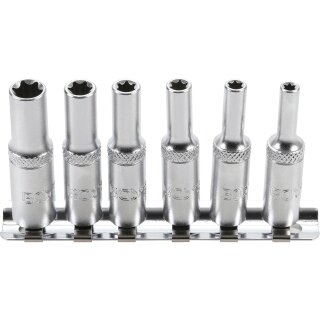 BGS technic Steckschlüssel-Einsatz-Satz E-Profil, tief | Antrieb innenvierkant 6,3 mm (1/4") | SW E4 - E10 | 6-tlg.