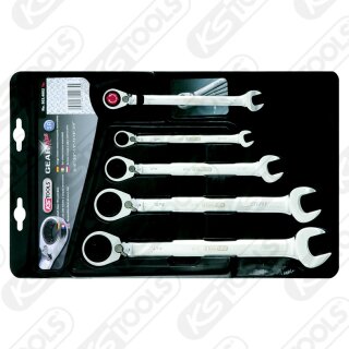 KS-TOOLS GEARplus Ratschenringmaulschlüssel-Satz, umschaltbar, 5-tlg. 5/16"-3/4"