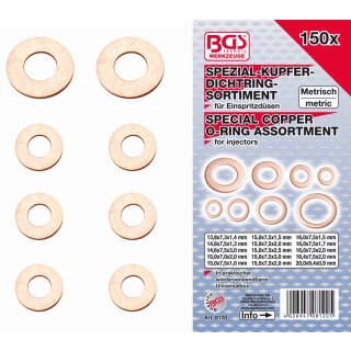 BGS technic Einspritzdüsen-Kupferring-Sortiment | 150-tlg.