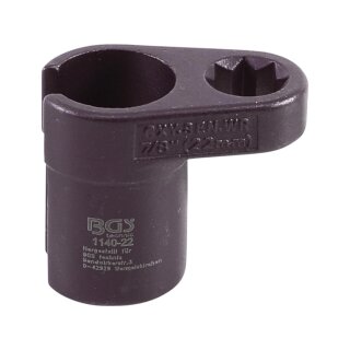 BGS technic Lambdasonden-Einsatz | abgewinkelt | Antrieb Innenachtkant 12,5 mm (1/2") | SW 22 mm  | Schlitz 11 mm