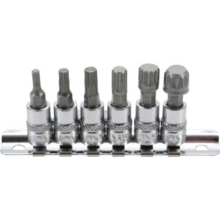 BGS technic Bit-Einsatz-Satz | Antrieb Innenvierkant 6,3 mm (1/4") | Innenvielzahn (für XZN) M4 - M12 | 6-tlg.