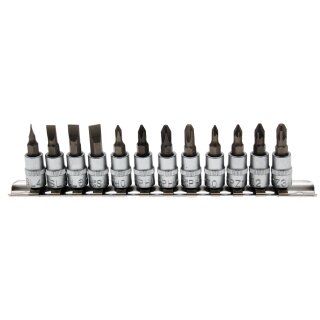 BGS technic Bit-Einsatz-Satz | Antrieb Innenvierkant 6,3 mm (1/4") | Schlitz, Kreuzschlitz PH, Kreuzschlitz PZ | 12-tlg.
