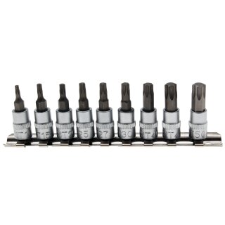 BGS technic Bit-Einsatz-Satz | Antrieb Innenvierkant 6,3 mm (1/4") | T-Profil (für Torx) T10 - T50 | 9-tlg.