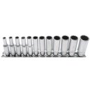 BGS technic Steckschlüssel-Einsatz-Satz Zwölfkant, tief | Antrieb Innenvierkant 6,3 mm (1/4") | Zollgrößen | 12-tlg.