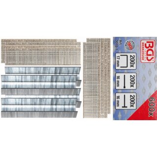 BGS technic Klammer-, Bolzen und Nagel-Sortiment | 600-tlg.