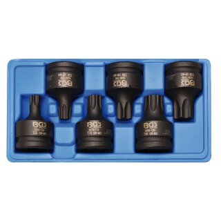BGS technic Kraft-Bit-Einsatz-Satz | Antrieb Innenvierkant 20 mm (3/4") | T-Profil (für Torx) T55 - T100 | 6 tlg.