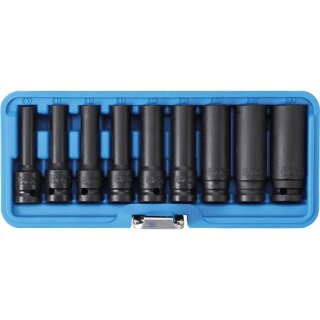 BGS technic Kraft-Steckschlüssel-Einsatz-Satz E-Profil, tief | Antrieb Innenvierkant 12,5 mm (1/2") | SW E10 - E24 | 9-tlg.