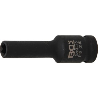 BGS technic Kraft-Steckschlüssel-Einsatz E-Profil, tief | Antrieb Innenvierkant 12,5 mm (1/2") | SW E10 mm