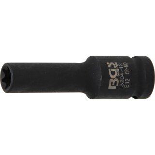 BGS technic Kraft-Steckschlüssel-Einsatz E-Profil, tief | Antrieb Innenvierkant 12,5 mm (1/2") | SW E12 mm