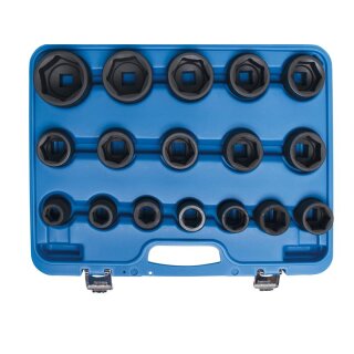 BGS technic Kraft-Steckschlüssel-Einsatz-Satz | Antrieb Innenvierkant 20 mm (3/4") | SW 19 - 55 mm | 17-tlg.