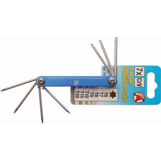 Kraftmann Klappschlüssel | T-Profil (für Torx) T6 - T20 | 7-tlg.
