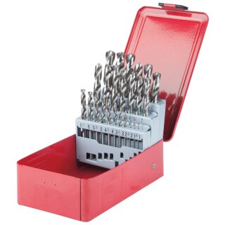 KS-TOOLS HSS-G Spiralbohrer-Satz, Stahlblechkassette, 25-tlg. 1-13mm