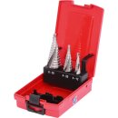 KS-TOOLS HSS Stufenbohrer-Satz, Kunststoffkassette 3-tlg.