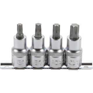 BGS technic Bit-Einsatz-Satz | Antrieb Innenvierkant 12,5 mm (1/2") | T-Profil (für Torx) T40 - T55 | 4-tlg.