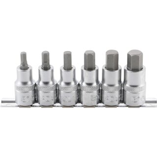 BGS technic Bit-Einsatz-Satz | Antrieb Innenvierkant 12,5 mm (1/2") | Innensechskant 6 - 14 mm | 6-tlg.
