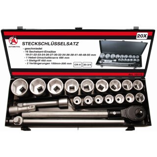 Kraftmann Steckschlüssel-Satz | Antrieb 20 mm (3/4") | SW 19 - 50 mm | 20-tlg.
